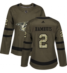 Women's Adidas Nashville Predators #2 Dan Hamhuis Authentic Green Salute to Service NHL Jersey