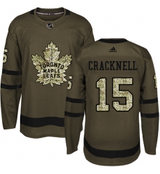 Men's Adidas Toronto Maple Leafs #15 Adam Cracknell Authentic Green Salute to Service NHL Jersey