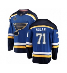 Men's St. Louis Blues #71 Jordan Nolan Fanatics Branded Royal Blue Home Breakaway 2019 Stanley Cup Champions Hockey Jersey