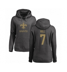 NFL Women's Nike New Orleans Saints #7 Taysom Hill Ash One Color Pullover Hoodie