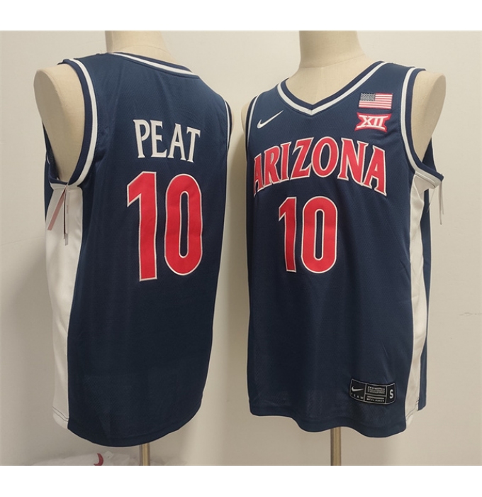 Men's Arizona Wildcats #10 Koa Peat Navy Stitched Jersey