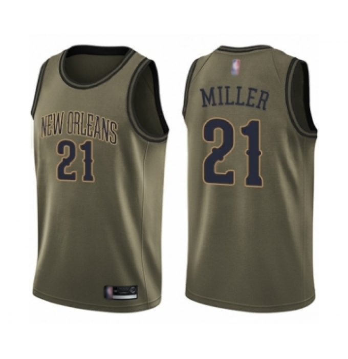 Men's New Orleans Pelicans #21 Darius Miller Swingman Green Salute to Service Basketball Jersey
