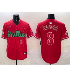 Men's Philadelphia Phillies #3 Bryce Harper Red Phanatic Limited Stitched Jersey