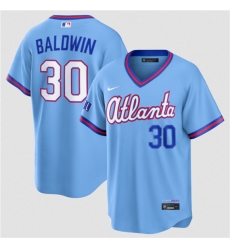 Men's Atlanta Braves #30 Drake Baldwin Powder Blue 2026 City Connect Stadium Stitched Baseball Jersey
