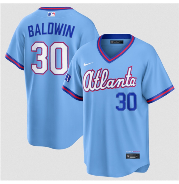 Men's Atlanta Braves #30 Drake Baldwin Powder Blue 2026 City Connect Stadium Stitched Baseball Jersey