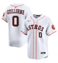 Men's Houston Astros #0 Luis Guillorme White 2025 Home Limited Stitched Baseball Jersey