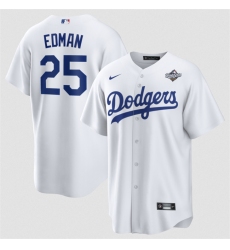 Men's Los Angeles Dodgers #25 Tommy Edman White 2025 World Series Home Cool Base Stitched Baseball Jersey
