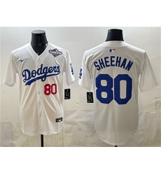Men's Los Angeles Dodgers #80 Emmet Sheehan White 2025 World Series Limited Stitched Baseball Jersey
