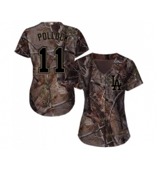 Women's Los Angeles Dodgers #11 A. J. Pollock Authentic Camo Realtree Collection Flex Base Baseball Jersey