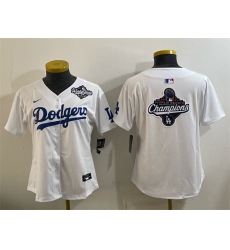 Women's Los Angeles Dodgers White 2025 World Series & Champions Big Logo Home Limited Stitched Baseball Jersey(Run Small)