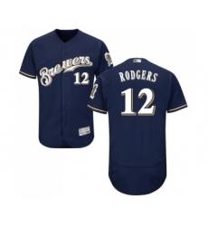 Men's Milwaukee Brewers #12 Aaron Rodgers Navy Blue Alternate Flex Base Authentic Collection Baseball Jersey