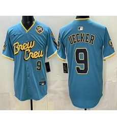 Men's Milwaukee Brewers #9 Bob Uecker Blue City Connect Limited Jersey