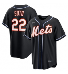 Men's New York Mets #22 Juan Soto 2026 Black Out Stitched Baseball Jersey