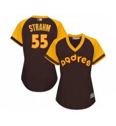 Women's San Diego Padres #55 Matt Strahm Replica Brown Alternate Cooperstown Cool Base Baseball Jersey