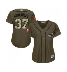 Women's Toronto Blue Jays #37 Teoscar Hernandez Authentic Green Salute to Service Baseball Jersey