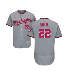 Men's Washington Nationals #22 Juan Soto Grey Road Flex Base Authentic Collection Baseball Jersey