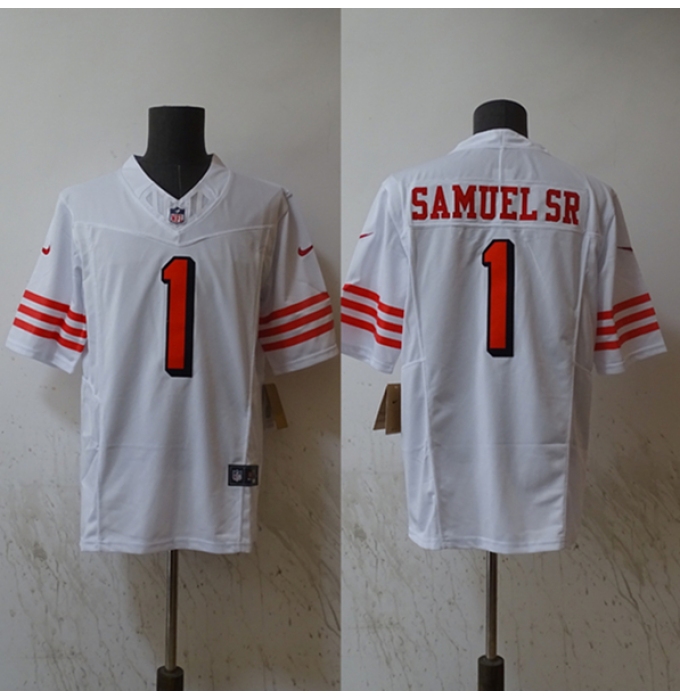 Men's San Francisco 49ers #1 Deebo Samuel White Vapor Untouchable Limited Football Stitched Jersey