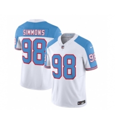 Men's Nike Tennessee Titans #98 Jeffery Simmons White Blue 2023 F.U.S.E. Vapor Limited Throwback Football Stitched Jersey