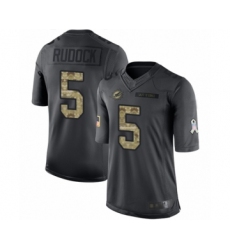 Men's Miami Dolphins #5 Jake Rudock Limited Black 2016 Salute to Service Football Jersey