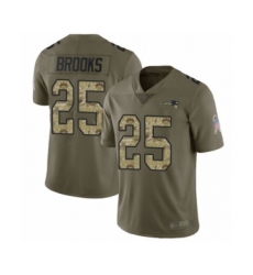 Men's New England Patriots #25 Terrence Brooks Limited Olive Camo 2017 Salute to Service Football Jersey