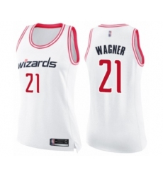 Women's Washington Wizards #21 Moritz Wagner Swingman White Pink Fashion Basketball Jersey