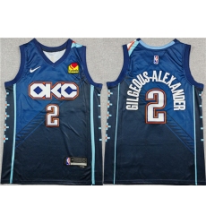 Men's Oklahoma City Thunder #2 Shai Gilgeous-Alexander Navy 2025-26 City Edition Stitched Basketball Jersey
