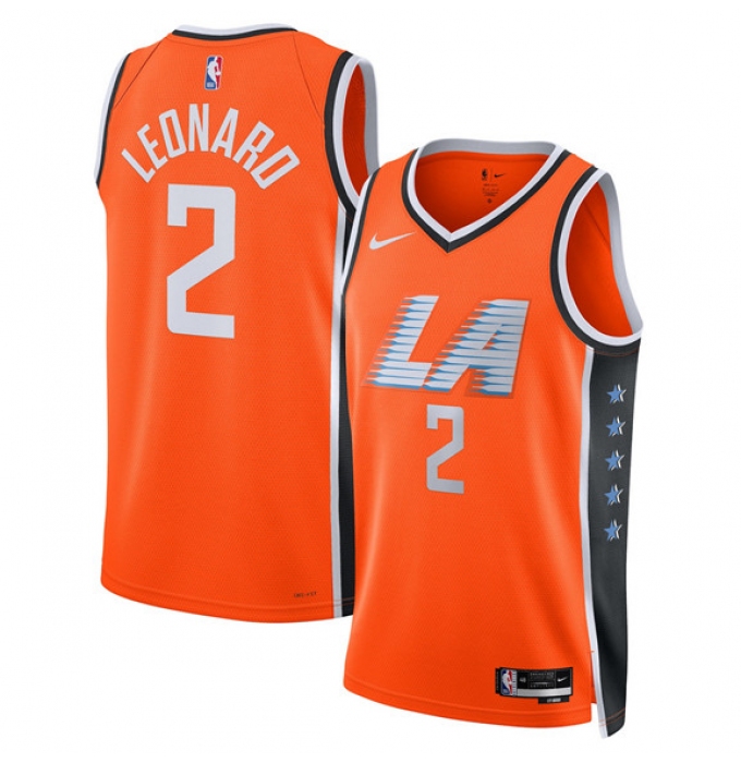 Men's Los Angeles Clippers #2 Kawhi Leonard Orange 2025-26 City Edition Swingman Stitched Jersey