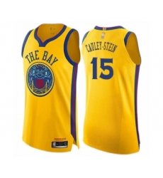 Men's Golden State Warriors #15 Willie Cauley-Stein Authentic Gold Basketball Jersey - City Edition