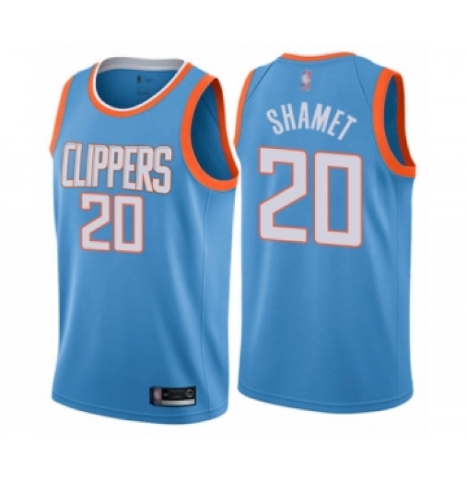 Men's Los Angeles Clippers #20 Landry Shamet Authentic Blue Basketball Jersey - City Edition