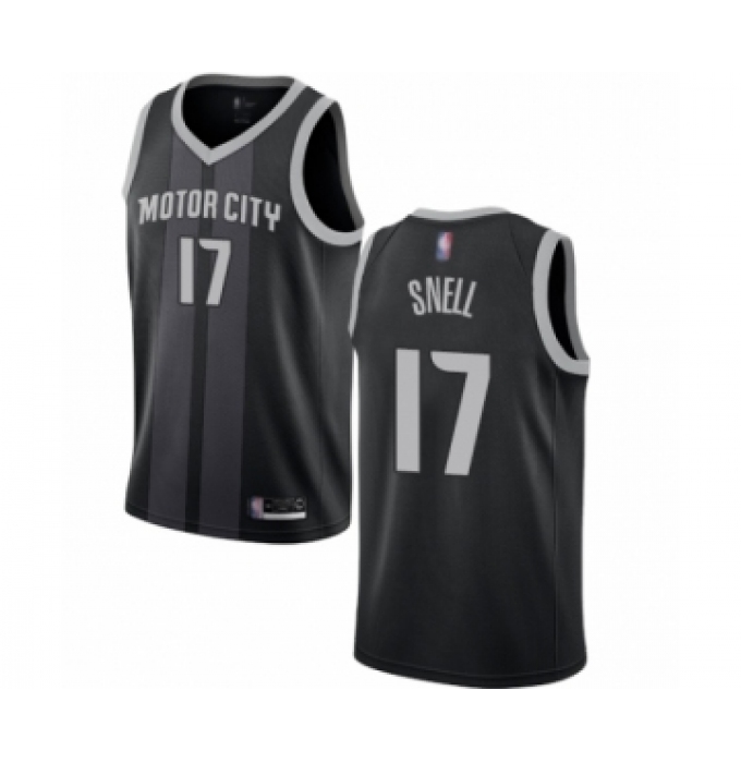 Men's Detroit Pistons #17 Tony Snell Authentic Black Basketball Jersey - City Edition