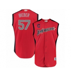 Youth Cleveland Indians #57 Shane Bieber Authentic Scarlet Alternate 2 Cool Base Baseball Jersey