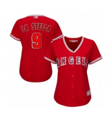 Women's Los Angeles Angels of Anaheim #9 Tommy La Stella Authentic Red Alternate Baseball Jersey
