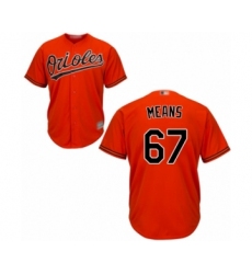 Men's Baltimore Orioles #67 John Means Replica Orange Alternate Cool Base Baseball Jersey