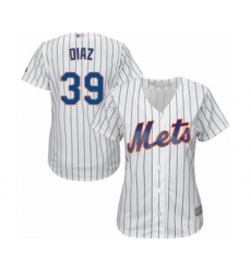 Women's New York Mets #39 Edwin Diaz Authentic White Home Cool Base Baseball Jersey