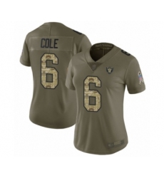Women's Oakland Raiders #6 A.J. Cole Limited Olive Camo 2017 Salute to Service Football Jersey