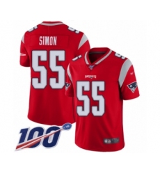 Men's New England Patriots #55 John Simon Limited Red Inverted Legend 100th Season Football Jersey