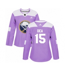 Women's Buffalo Sabres #15 Jean-Sebastien Dea Authentic Purple Fights Cancer Practice Hockey Jersey