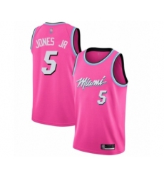 Women's Miami Heat #5 Derrick Jones Jr Pink Swingman Jersey - Earned Edition