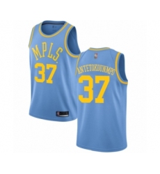 Men's Los Angeles Lakers #37 Kostas Antetokounmpo Authentic Blue Hardwood Classics Basketball Jersey