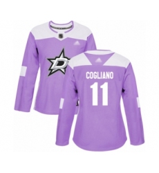 Women's Dallas Stars #11 Andrew Cogliano Authentic Purple Fights Cancer Practice Hockey Jersey