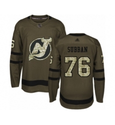 Youth New Jersey Devils #76 P. K. Subban Authentic Green Salute to Service Hockey Jersey