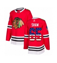 Men's Chicago Blackhawks #65 Andrew Shaw Authentic Red USA Flag Fashion Hockey Jersey