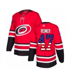 Youth Carolina Hurricanes #47 James Reimer Authentic Red USA Flag Fashion Hockey Jersey