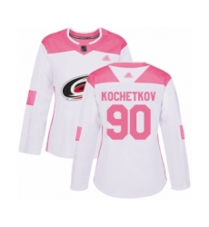Women's Carolina Hurricanes #90 Pyotr Kochetkov Authentic White Pink Fashion Hockey Jersey