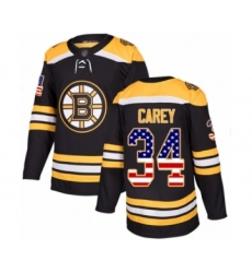 Men's Boston Bruins #34 Paul Carey Authentic Black USA Flag Fashion Hockey Jersey