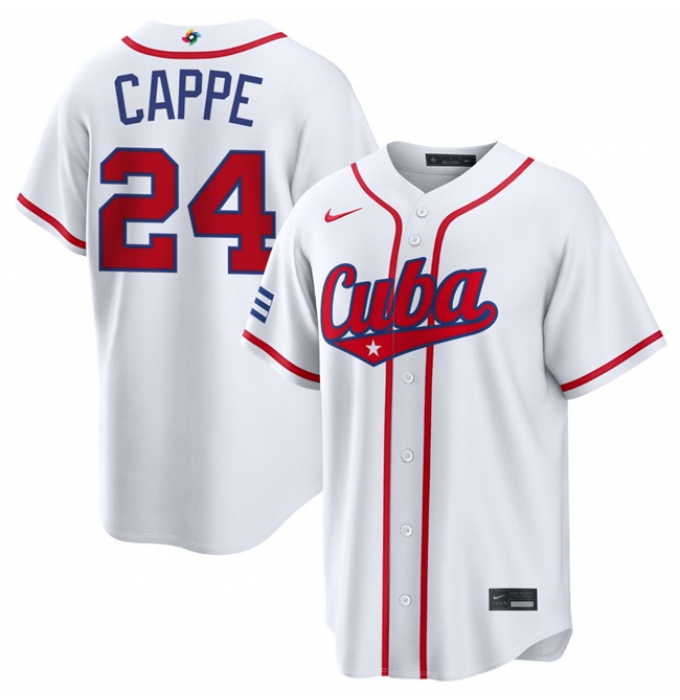 Men's Cuba Baseball #24 Yiddi Cappe White 2026 World Baseball Classic Home Stadium Stitched Jersey
