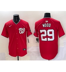 Men's Washington Nationals #29 James Wood Red Limited Stitched Baseball Jersey