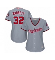 Women's Washington Nationals #32 Aaron Barrett Authentic Grey Road Cool Base Baseball Player Jersey