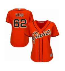 Women's San Francisco Giants #62 Logan Webb Authentic Orange Alternate Cool Base Baseball Player Jersey