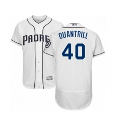 Men's San Diego Padres #40 Cal Quantrill White Home Flex Base Authentic Collection Baseball Player Jersey